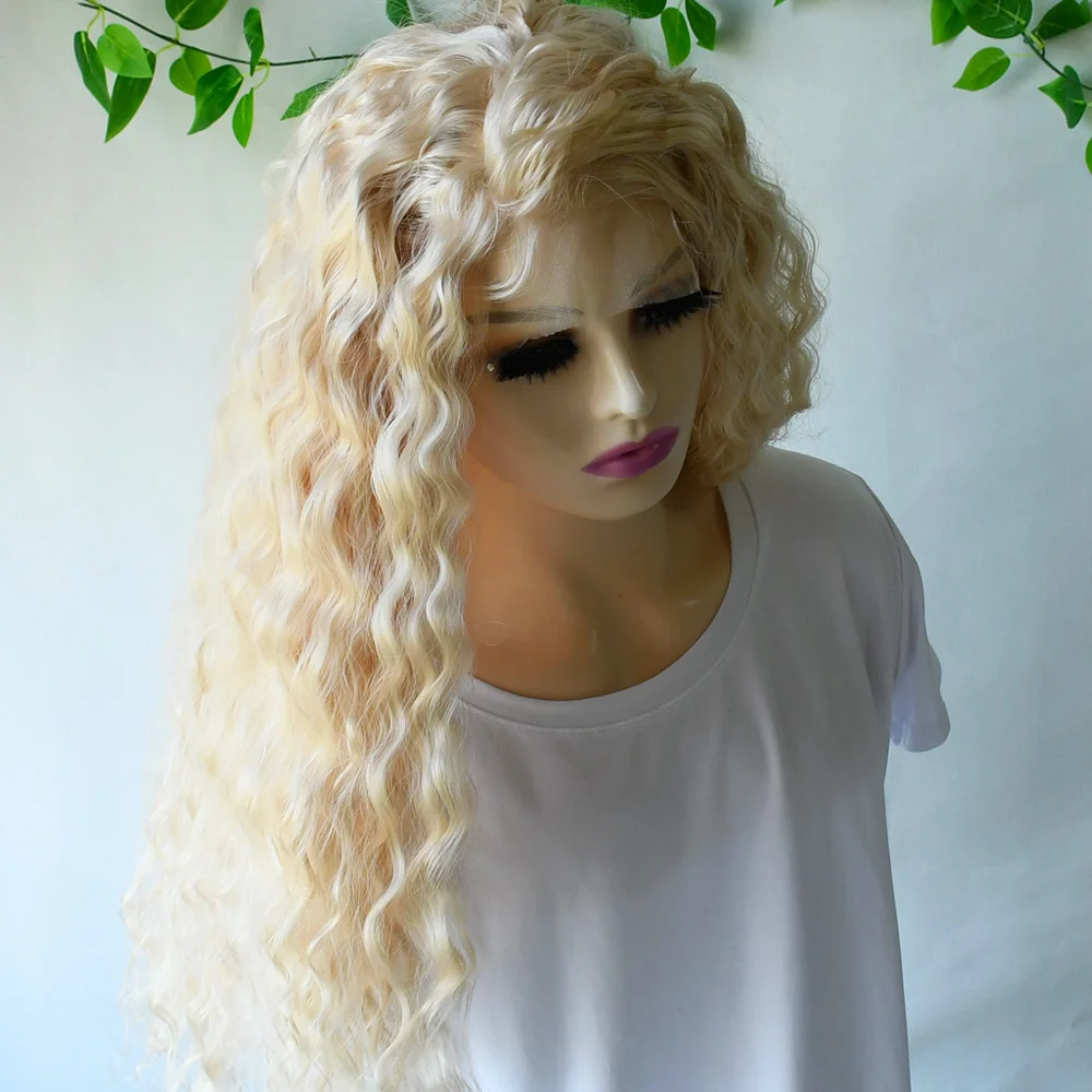 30 Inch 613 13x4 Lace Frontal Wigs Deep Wave Blonde Wig Synthetic Lace Front Wigs for Black Women 180% Density