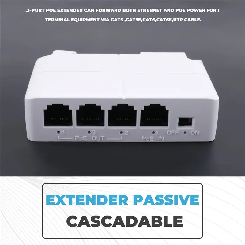 Stylish-4 Ports 1 To 3 Port Poe Extender Passive Cascadable IEEE802.3Af 100Mbs For IP Transmission Repeater Switch NVR IP