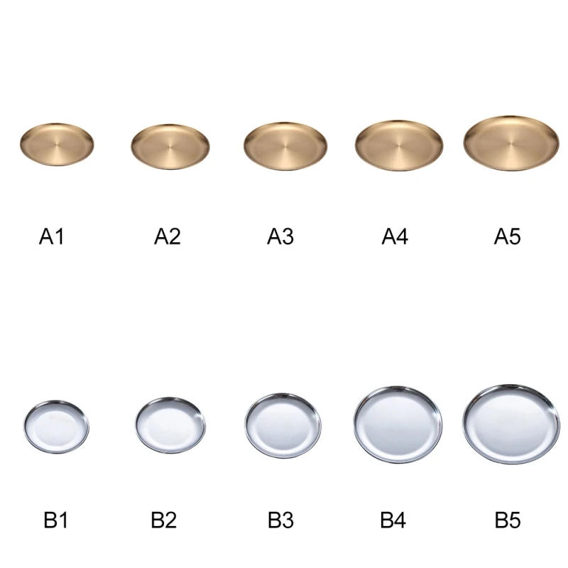 Zastawa stołowa ze stali nierdzewnej Złoto Srebro Ciasto Deser Okrągły talerz Metalowy talerz do jadalni Kość do plucia Płytka taca