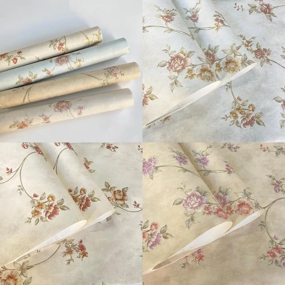 American Country Style 3D Floral Wallpaper for Living Room Bedroom Dining Room TV Background Wall Home Decorative Wall Paper