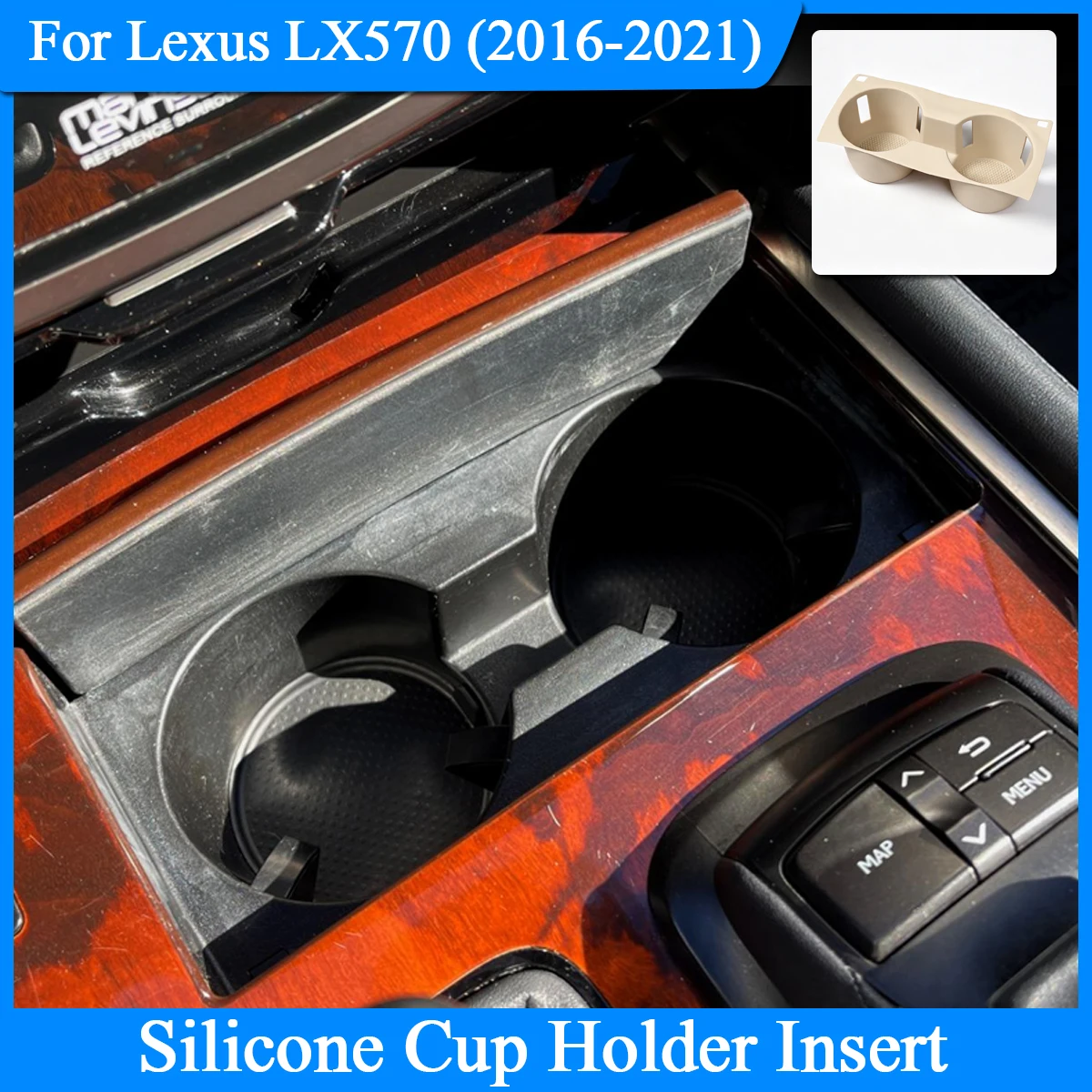 Center Console Silicone Cup Holder Insert For Lexus LX570 2016-2021 Armrest Storage Tray Anti Slip Drink Holder Accessories
