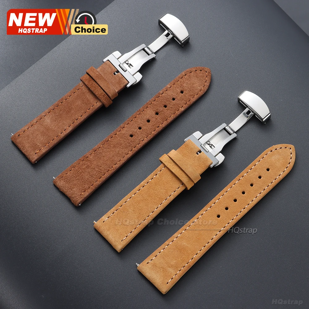 Butterfly Clasp Suede Strap for Omega Watch Band