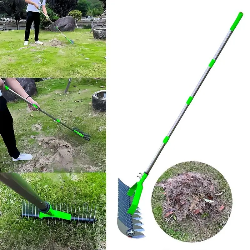 

Thatch Rake Lawn Grass Rake Dethatching Rake Yard Scarifier Easy Assemble Garden Soil Rake Weeding Seeding Tool Garden PineStraw