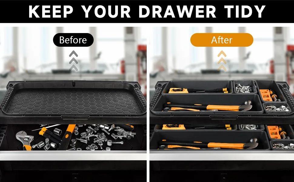 5-teiliges Werkzeugkasten-Organizer-Set mit Schubladenteilern für Garage und Werkstatt, Rollender Werkzeugkoffer – Detail 1