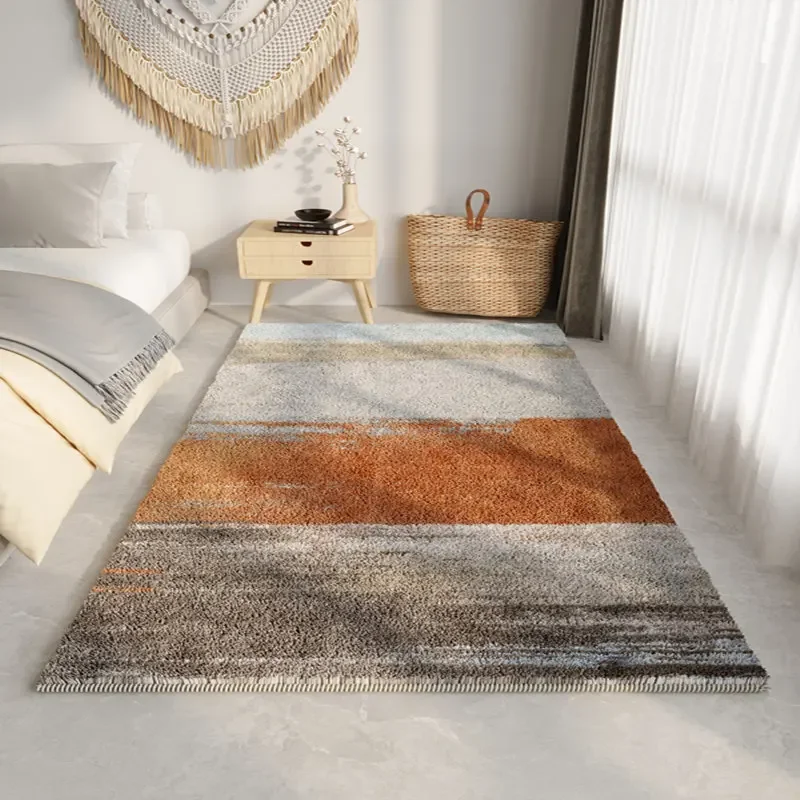 Imitation Cashmere Carpet Modern Minimalist Abstract Multi-Color Gradient Rugs Bedroom Warm Decoration Mat Comfortable Foot Feel