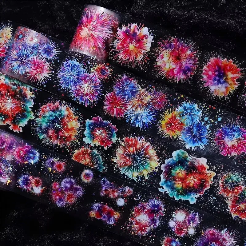 1 لفة الألعاب النارية قذيفة ضوء كتيب PET الشريط الألعاب النارية يوم مشمس الأزرق المواد حلقة ملصقات المواد اللاصقة سجل القصاصات 50 مللي متر * 2 متر #3