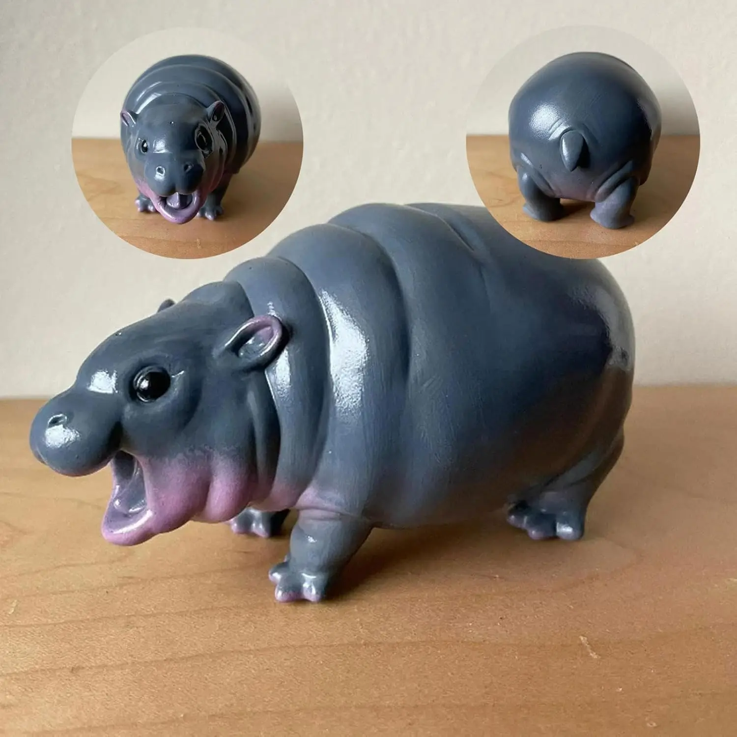 Cute Hippo Resin Figurines | Moo Deng Baby Hippopotamus Sculpture Desk Decoration | Portable Moo Deng Hippo Tabletop Statue