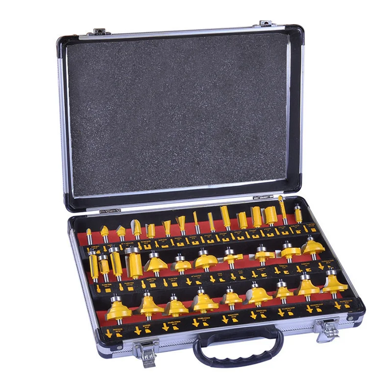 35pcs Set Package Woodworking Milling Cutter with 6mm 8mm 1/2 1/4 Inch Shank Carpentry Wood Furniture Router Bits Kit