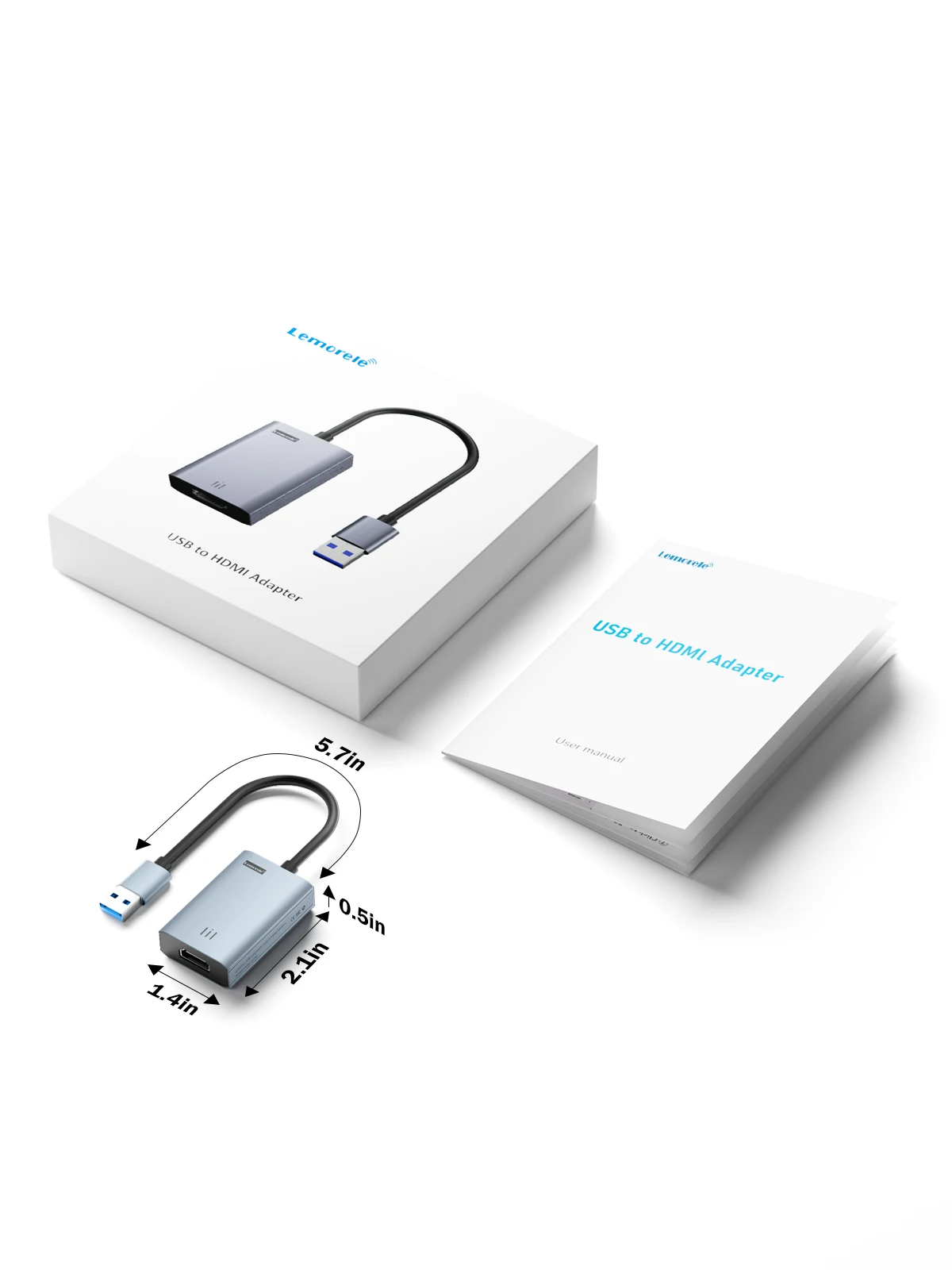 Lemorele USB to HDMI Adapter Converter 1080P USB ชายไป HDMI หญิงภายนอกกราฟิกการ์ดอะแดปเตอร์สาย