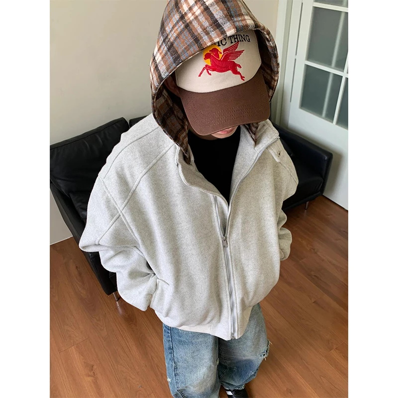 

Thickened Autumn Winter Men's Plaid Woolen Coat Casual Hooded Cotton Jacket Warm Fashionable Youth Popular Loose Fit Zipper C...