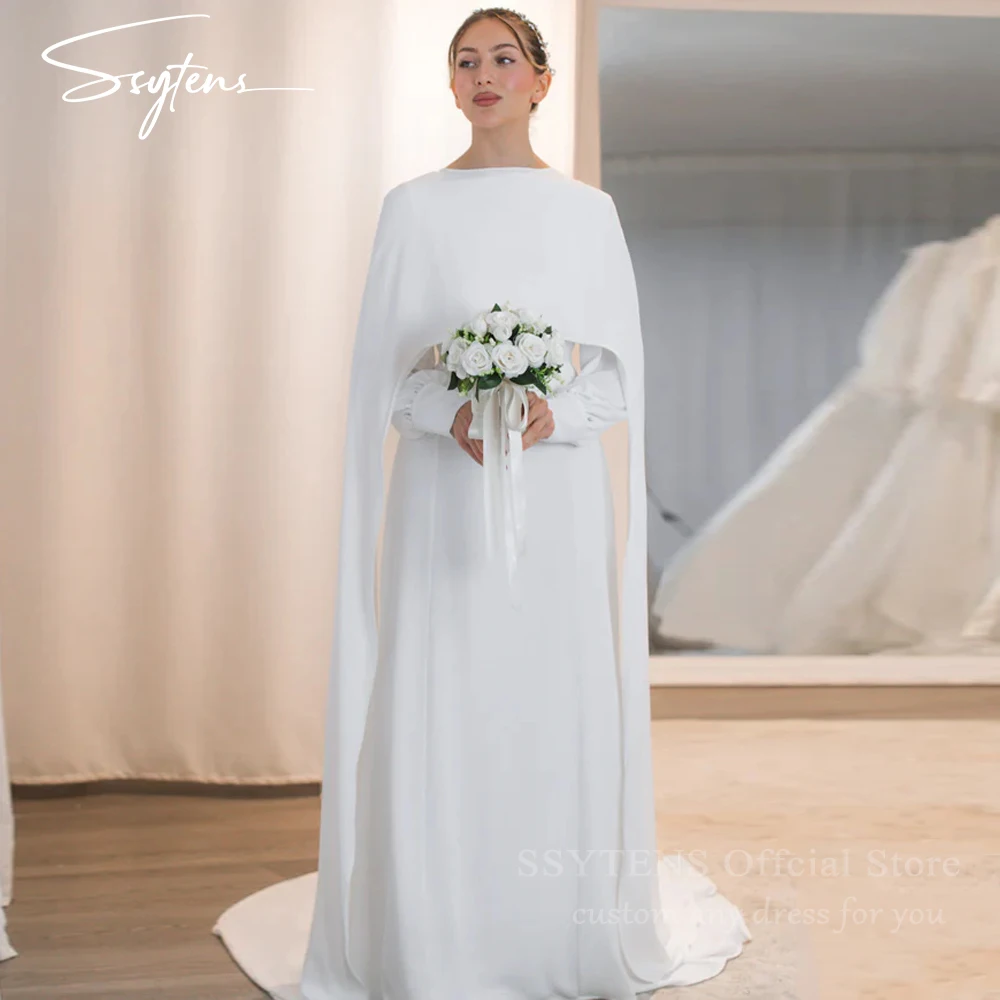 SSYTENS Elegant Muslim Wedding Dresses Long Sleeves Formal Bridal Evening Dress Bride Gown Customized Vestido novia فساتين زفاف