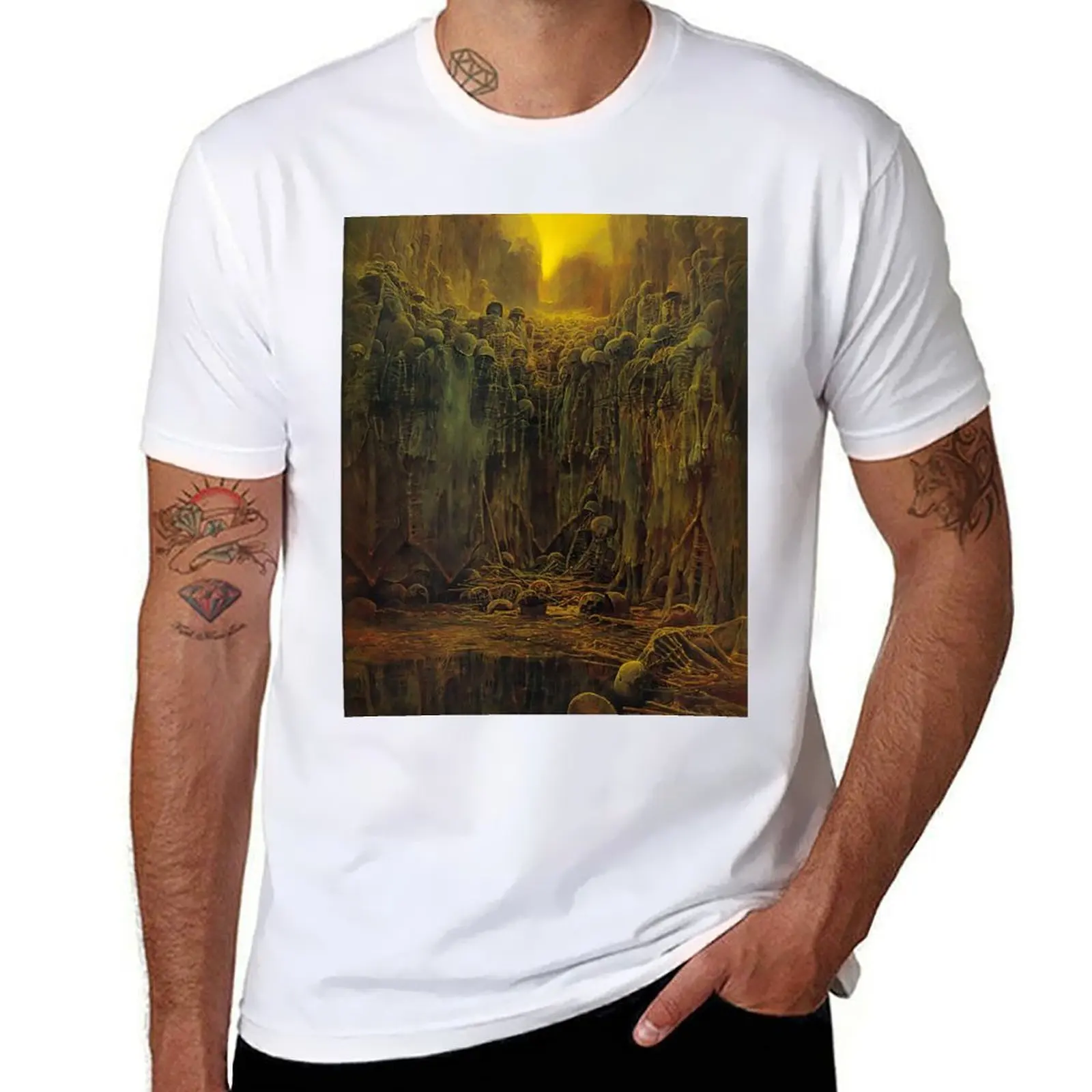

Untitled (Abyss Of The Dead) by Zdzislaw Beksinski T-Shirt Fitness Quick Dry Short Sleeve Top