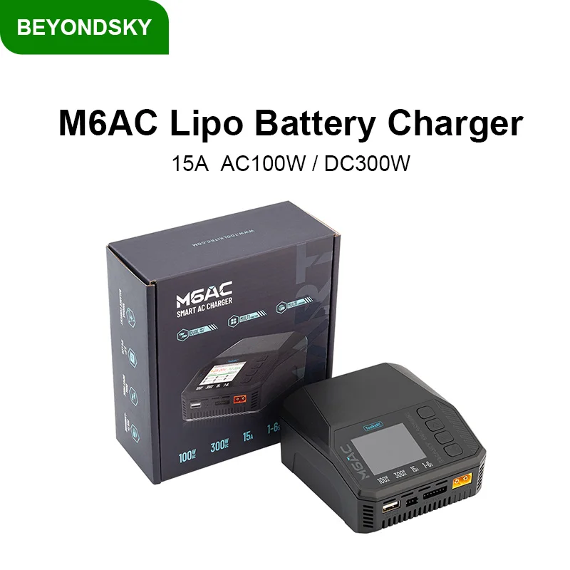

ToolkitRC M6AC Smart Lipo Battery Charger Discharger AC100W DC300W MAX 30A for 1-6S Battery FPV Part Accessories