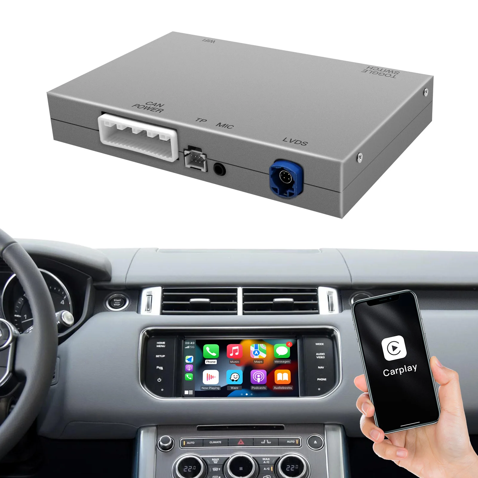 

Autoabc CarPlay Decoder for Land Rover Freelander2 Lr2 Harman 8" Head Unit Wireless Android Auto Plug and Play Radio Carplay