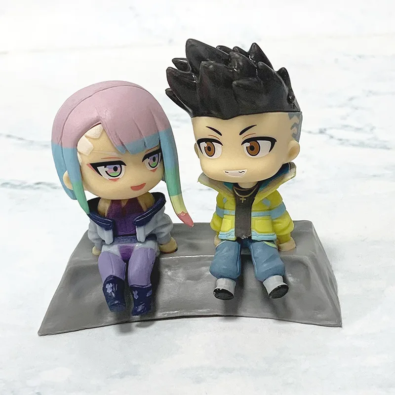 2pcs/set Cute Cyberpunk Lucy Rebecca David Action Figure Toys 7.5cm