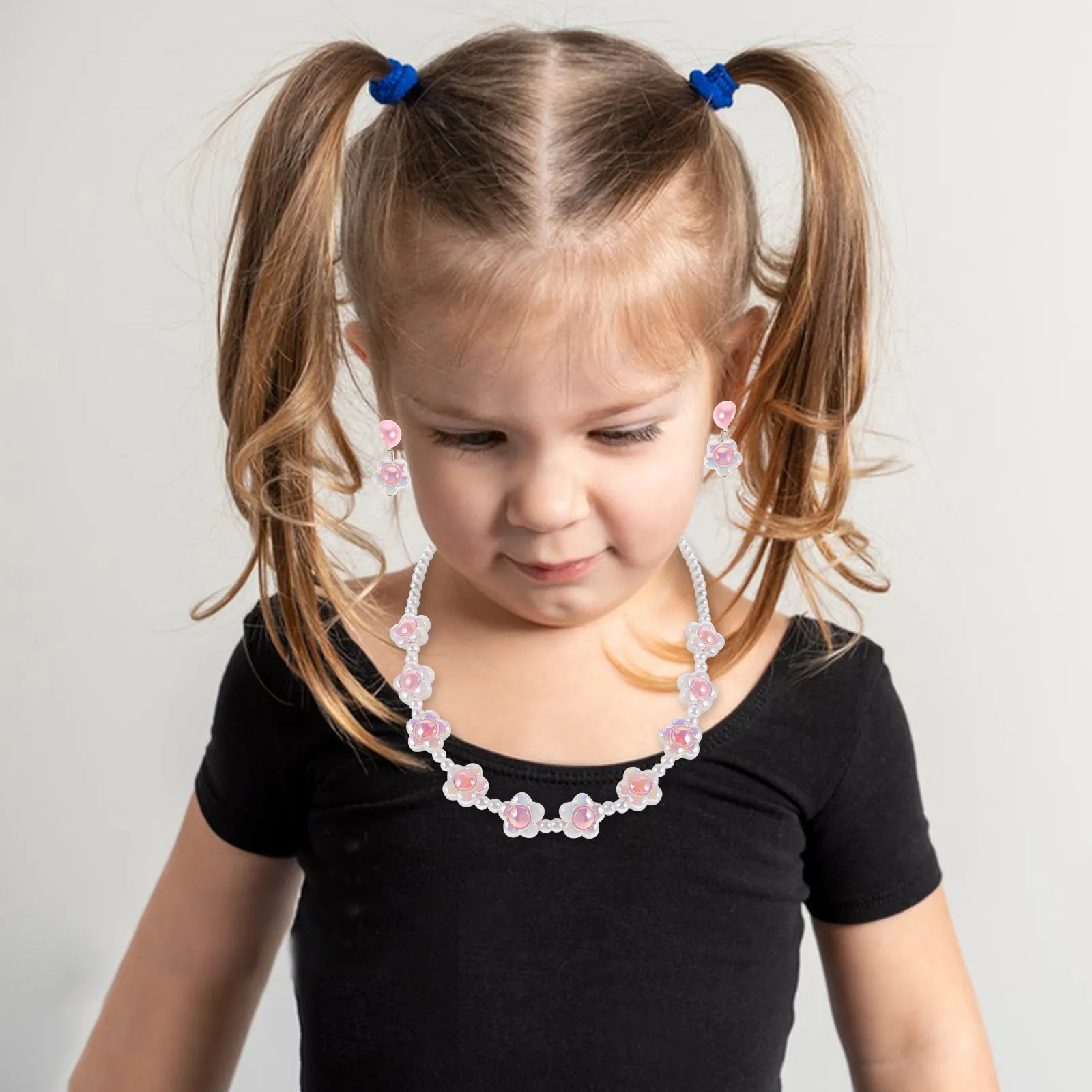 

1 set 1 Set Pearl Flower Jewelry Set For Girls Necklace Bracelet Earrings Princess Style Kids Accessories - Children'S Costume