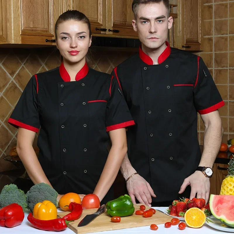 ユニセックスフードサービスキッチンシェフ制服ホテルジャケットケーキコーヒーショップウェイターコートベーカリーフードサービスシェフ制服作業服