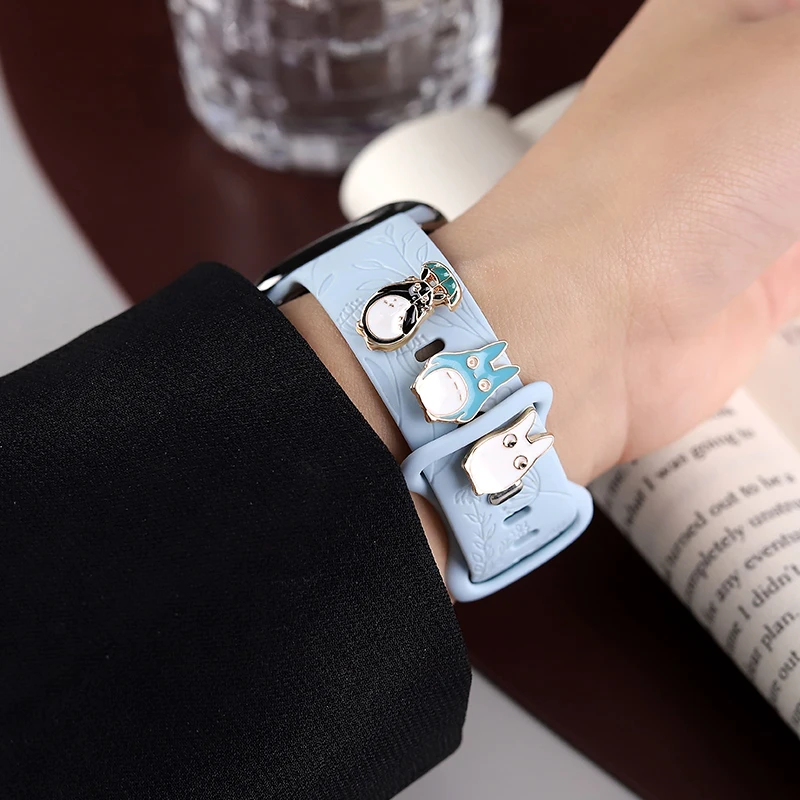 Japanese Anime Cartoon Charms Jewelry for Apple Watch Soft Silicone Rubber Watchband Charm Accessories Animal Charm for Iwatch