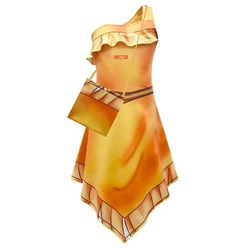 

New Halloween Cosplay Costume Carnival Party Children Pocahontas Girls Princess Matoaka Dress Summer Beach Indian Cloth 2026★