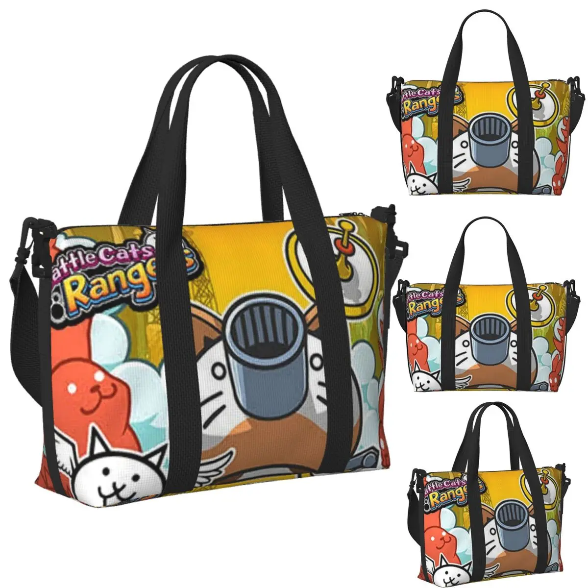 

Пляжная дорожная сумка с боевыми кошками на заказ, большая вместительная сумка-тоут для тренажерного зала, йоги, женская дорожная сумка для покупок