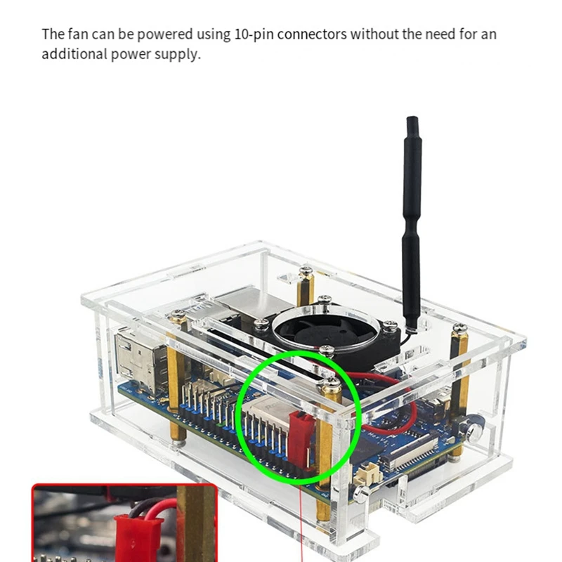 Acrylic Case Transparent Shell Cooling Fan Aluminum Heatsink Antenna Protective Box for 5 Max-A55K