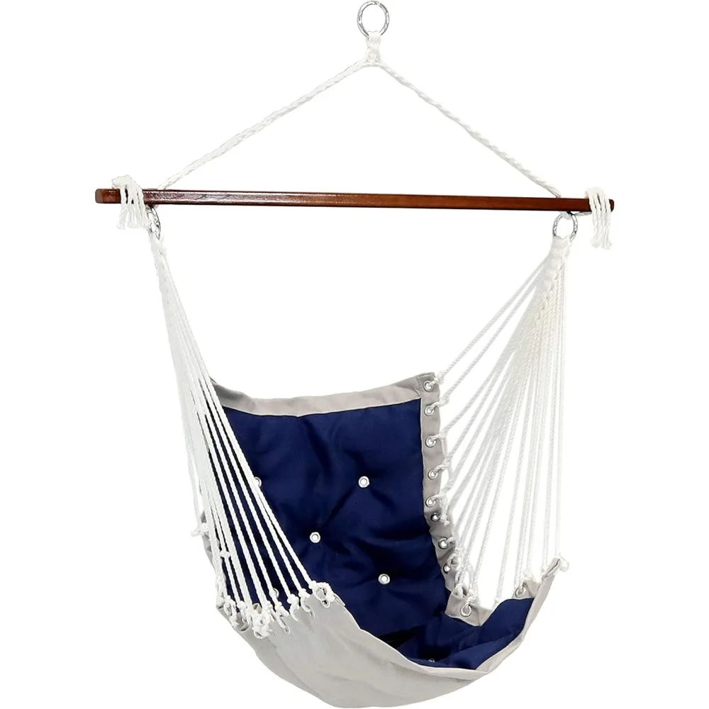 

Tufted Victorian Large Hanging Hammock Chair - Sturdy 300 Pound Capacity - Navy Blue