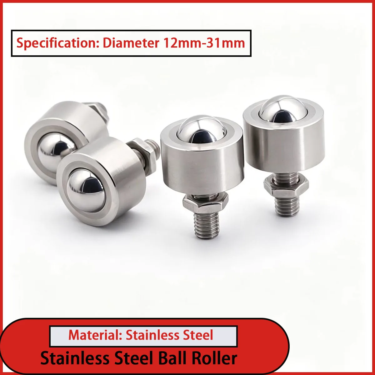 Stainless Steel Ball Transfer Units, Screw Mount QDE41 Precision Machined Steel Universal Ball Casters