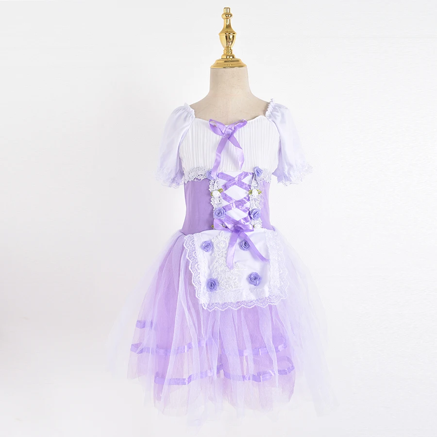 

New Romantic Tutu Giselle Ballet Costumes Girls Child Velet Long Tulle Dress Skate Ballerina Dress Puff Sleeve Chorus Dress