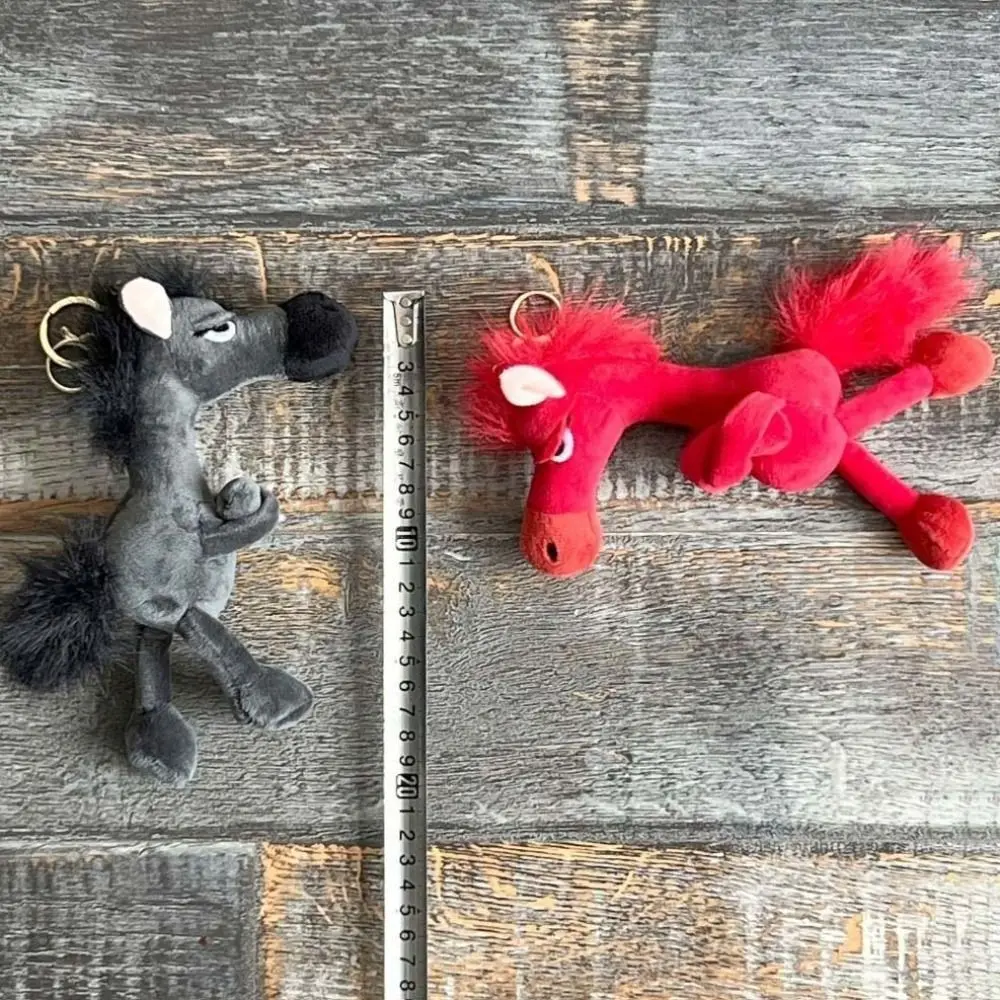 Cartoon Simulation Horse Stuffed Keychain Exquisite Craftsmanship Fantasy Style Pony Black Red Keyring Horse Room Decoration