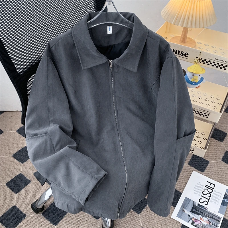 

Women Grey Autumn Jacket Coat Harajuku Long Sleeve Jacket 2000s Vintage Streetwear Boyfriend style Outerwear Autumn Winter 2025
