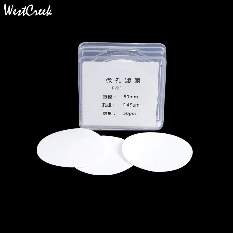 WESTCREEK Hydrophilic PVDF Membrane Filters 0.22um 0.45um 47/50mm for Organic Aqueous Filtration