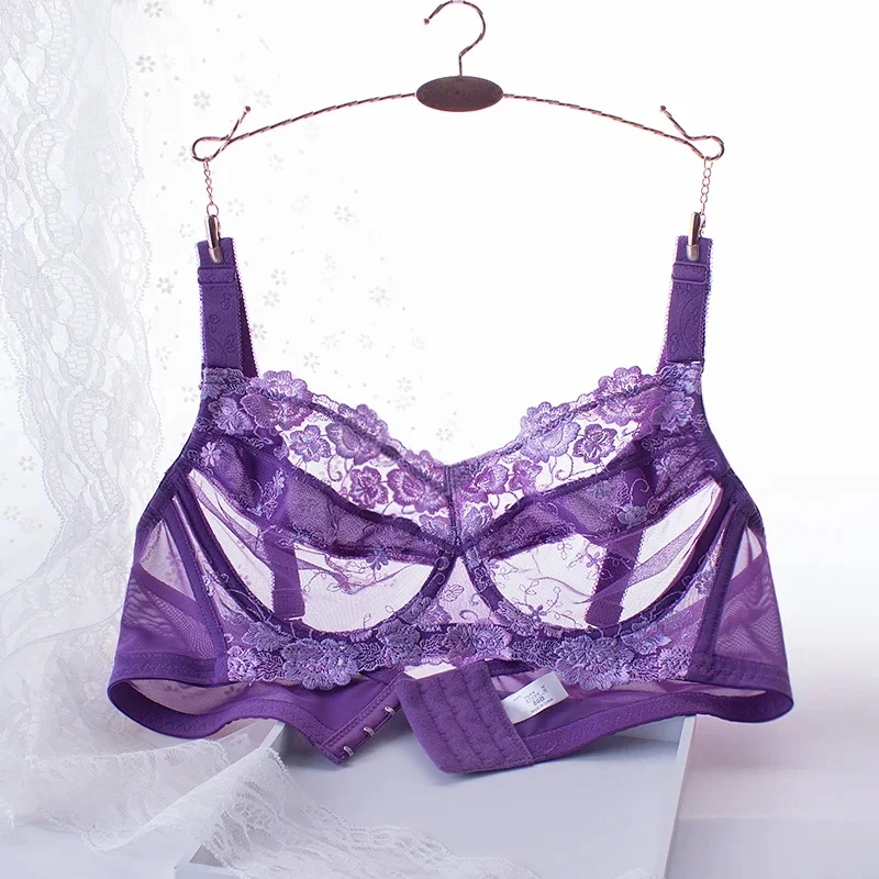 

Women's Full Coverage Non Padding Floral Embroidery Underwired Plus Size Lace Bra 34 36 38 40 42 44 46 48 B C D E F G H