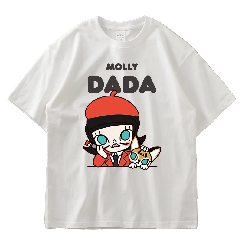 Anime LABUBU MOLLY Print T Shirt Couple student street sports casual T-shirt