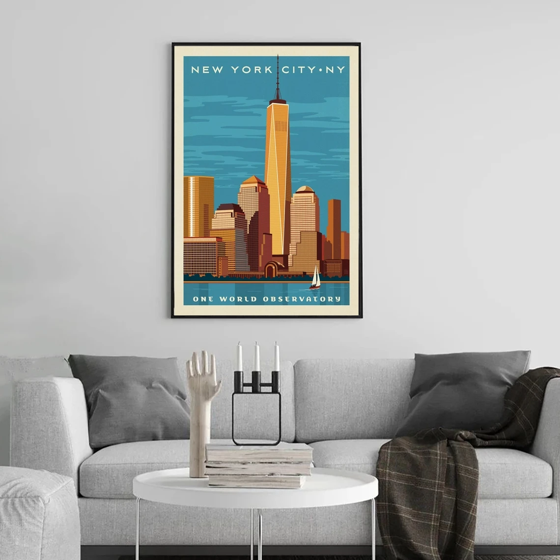 Póster de la ciudad de Nueva York, impresión artística del edificio alto de un observación mundial, cartel americano de EE. UU., regalos para viajeros, la oficina
