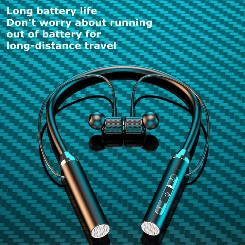 Silicone Hifi 12D Stereo Sports Headset Halter Waterproof Magnetic Earbuds Wireless Headphones Bluetooth 5.0 Neckband Earphones