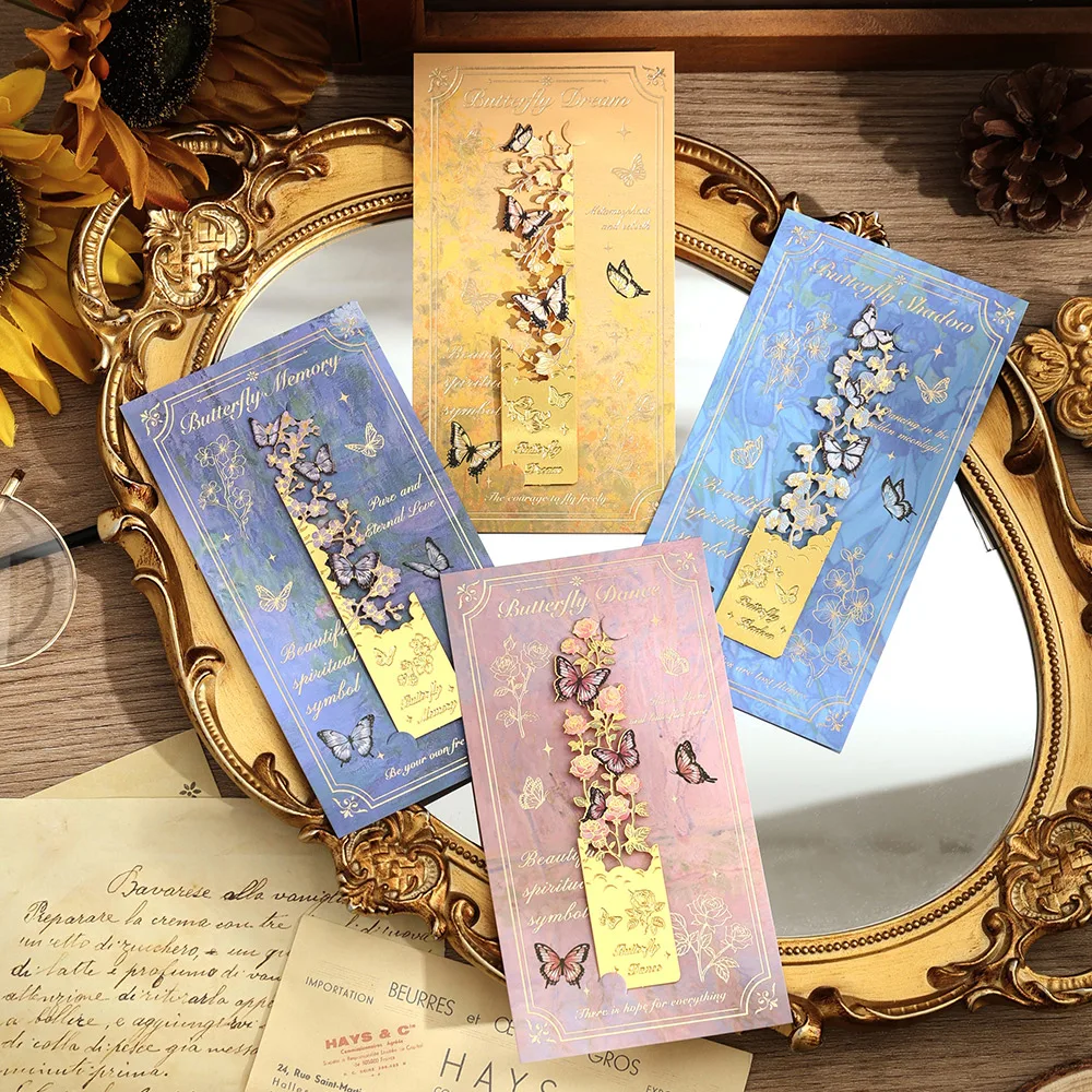 1 pc Vintage Butterfly Flower Golden Hollow Metal Bookmark Students Creative Gift Reading Tool Bookmark Stationery Supplies