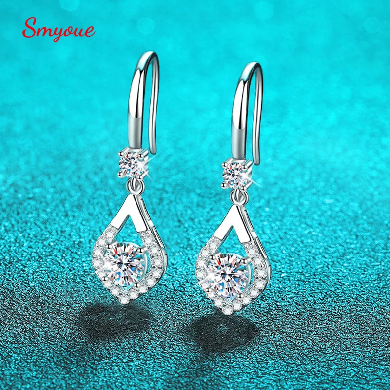 

Smyoue Each 0.5CT D Color Genuine Moissanite Drop Earrings for Women Water Drop Luxury Wedding Jewelry 925 Sterling Silver GRA