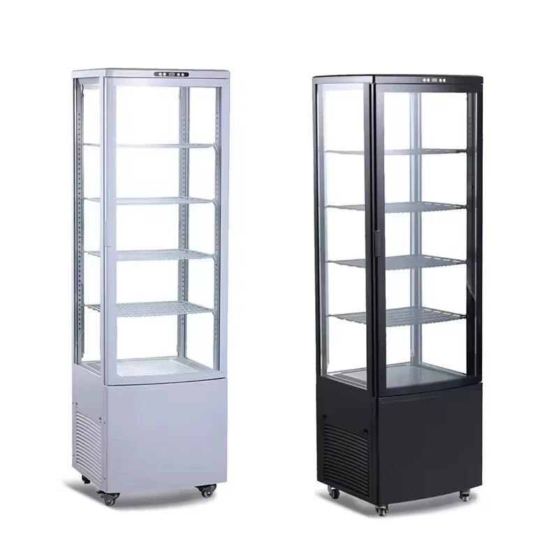 Vertical Glass Door Refrigerated Display Cabinet with Adjustable Shelves Mobile Rolling Multi-Tier Commercial Showcase Custom