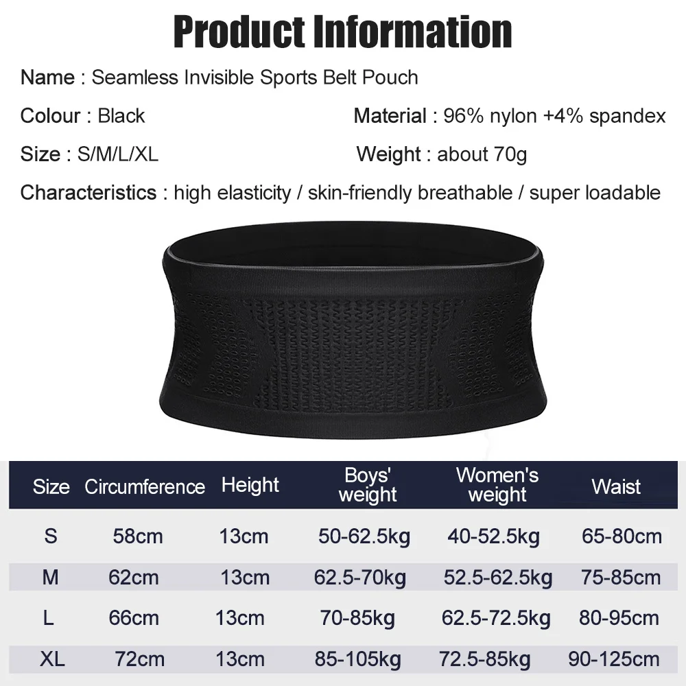 Seamless Invisible Running Waist Belt Bag Gym Bags Lightweight Mobile Phone Bags Portable Elastic Run Gym Fitness Marathon image 2