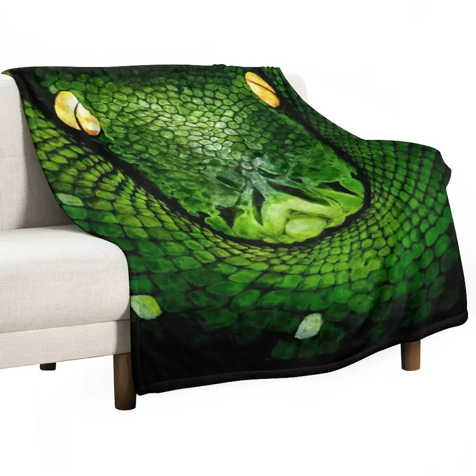 

Green Tree Python (Morelia viridis) Throw Blanket Thermals For Travel Soft Plaid Blankets