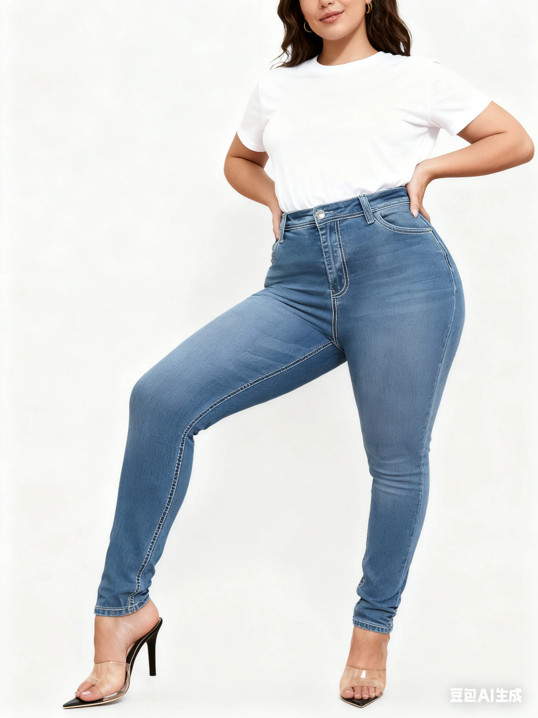 Modne damskie elastyczne jeansy skinny z wysokim stanem, spodnie dżinsowe, niezbędne na co dzień.