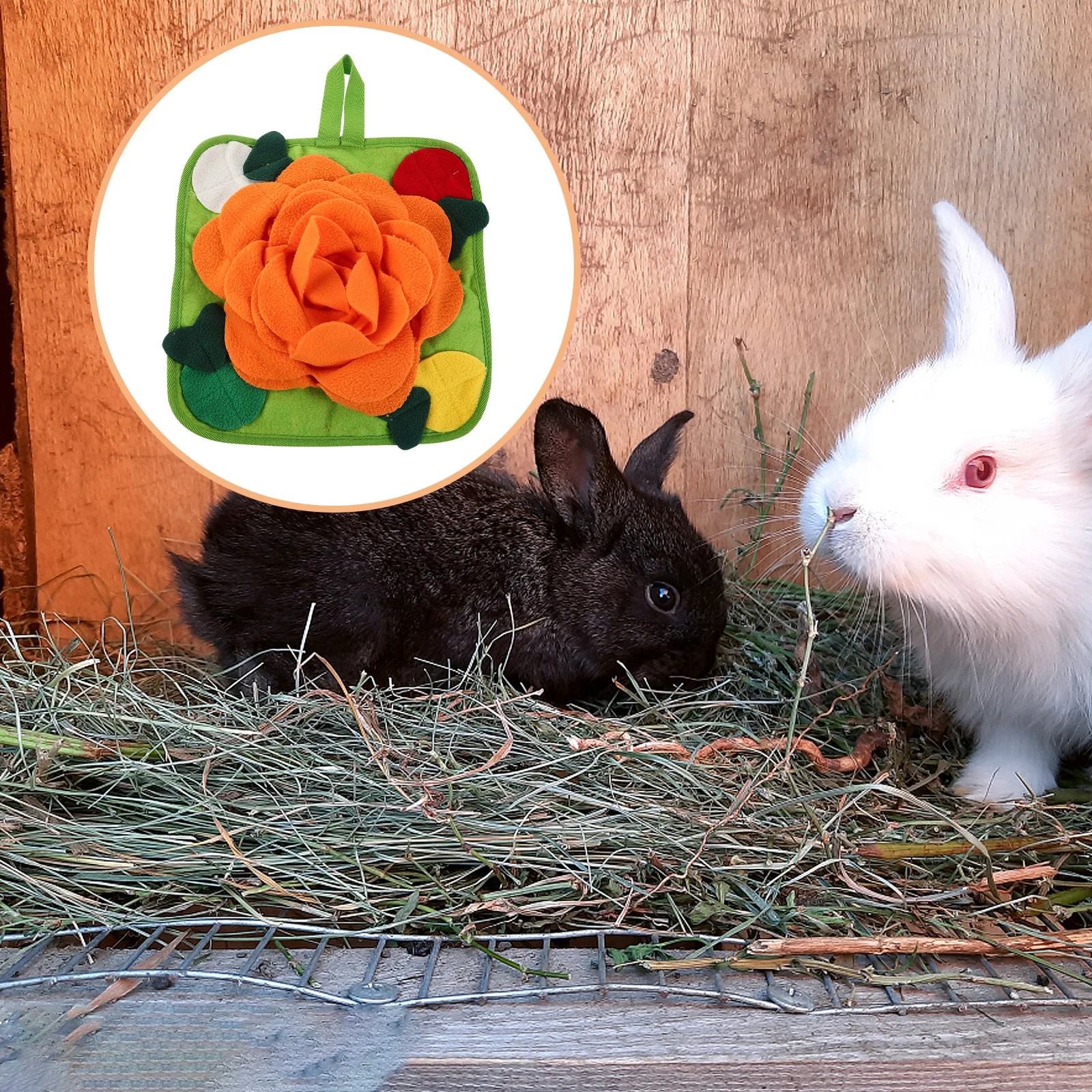 

Slow Snuffle Orange Rabbit Foraging Bunny Enrichment Interactive Feeding Pad Guinea Pig Ferret Treat Dispenser Pet Sniffing