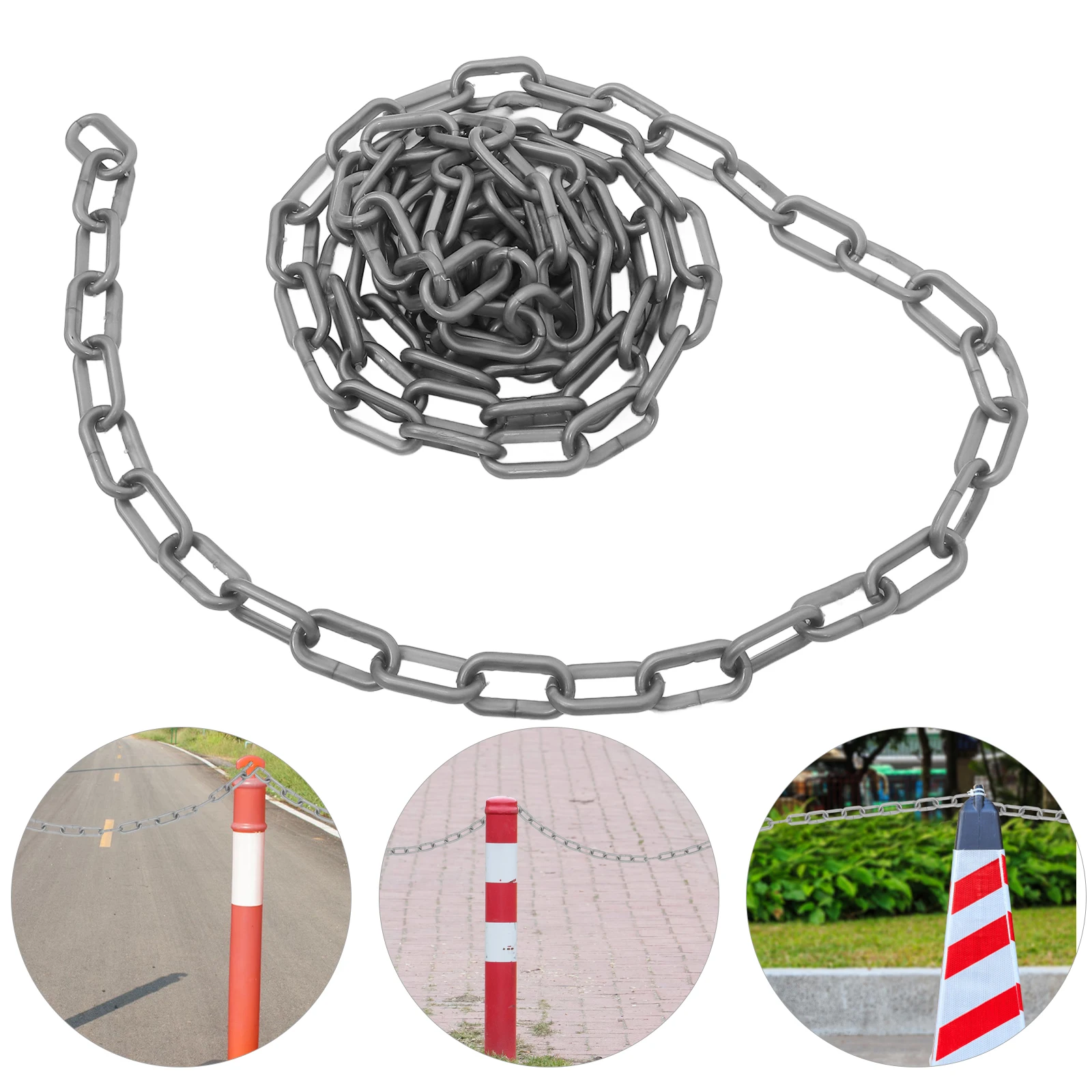 Plastic Safety Chain Links for Crowd Control Lightweight Traffic Guidance Parking Lot Warning Protection Silver