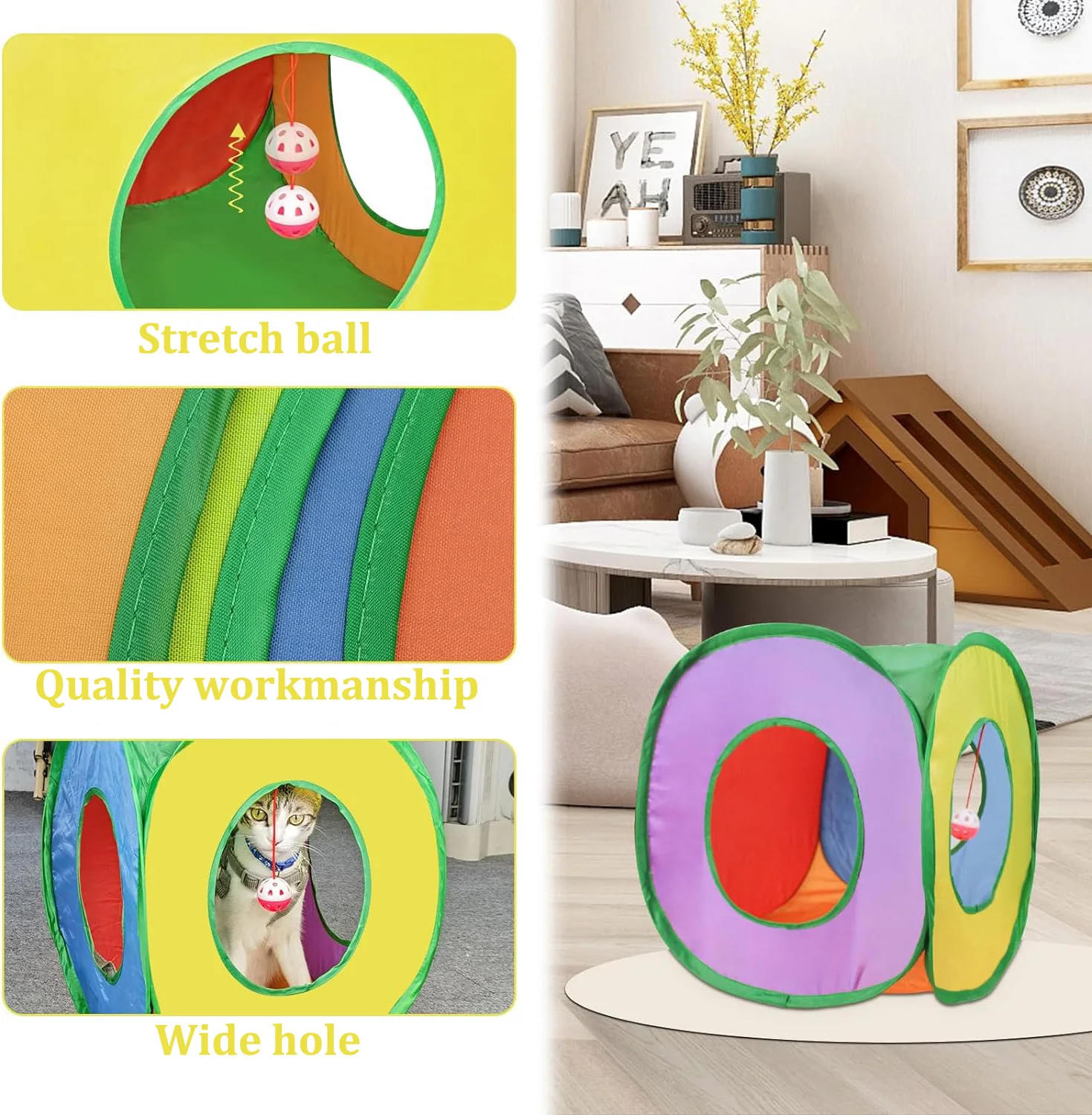 Toys for Cat Tunnel Tube Foldable Cube Cat Games Tunnel Kitten Toy Tent House Fun Pet Tube for Small Dogs Training Accessory