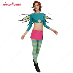 Miccostumes Women's Irma Cosplay Costume Crop Top and Skirt with Leggings and Wings