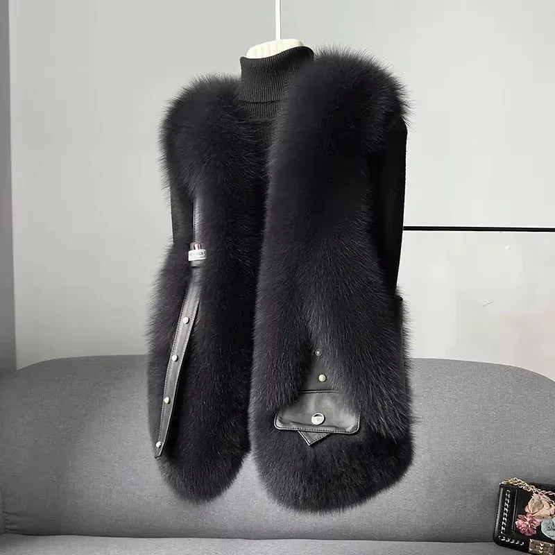 Female Short Faux Fur Waistcoat Coat Spring Autumn Women Solid Color Fur Sleeveless Jacket Ladies High-Grade Plush Vest Outwear