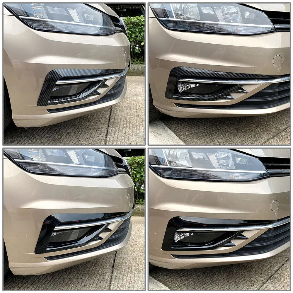 2 Pcs Car Bumper Fog Lamp Grille Cover Trim For VW Golf 7.5 MK7.5 2018-2020 Front Fog Lamp Air Knife Decorative Modification