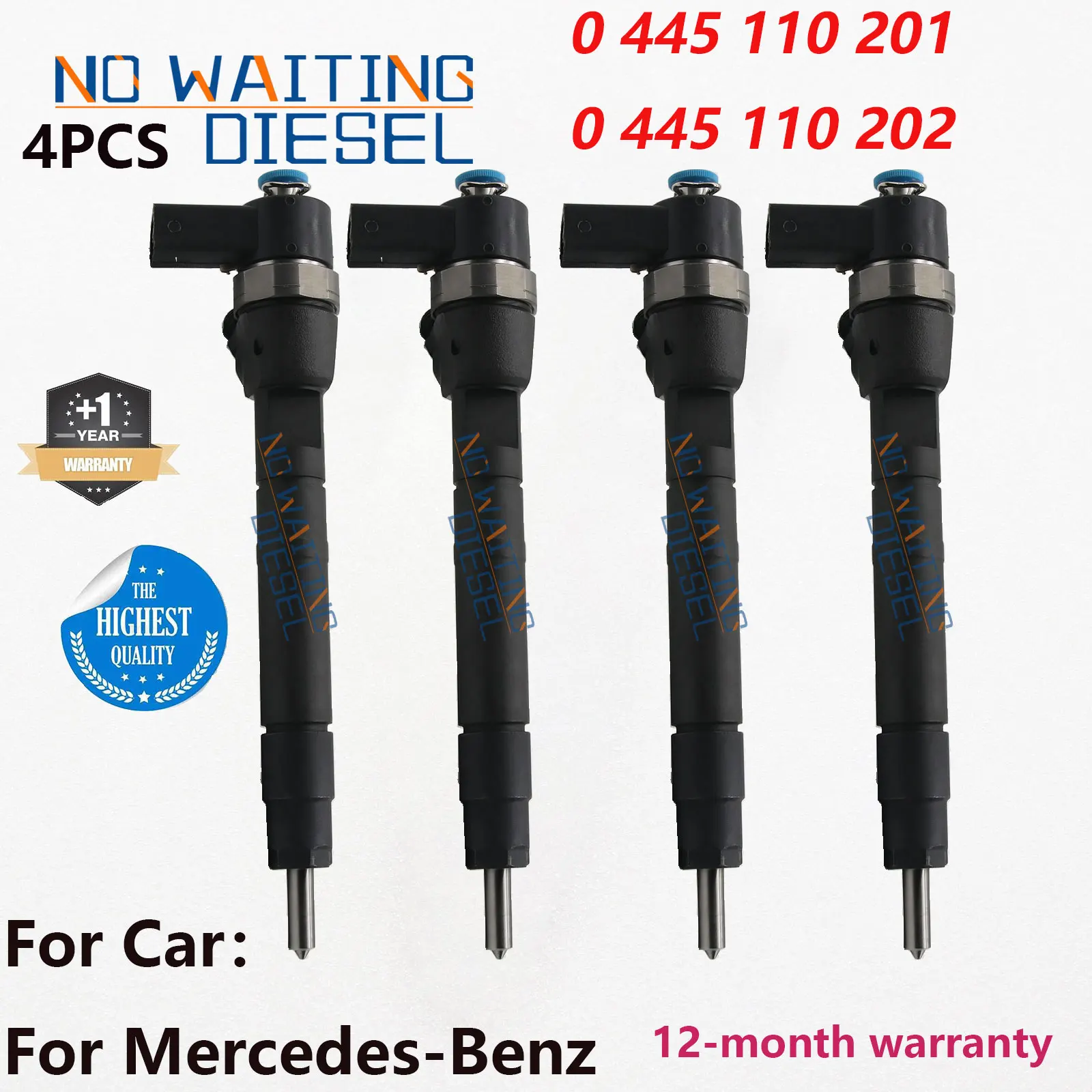 4PCS 0445110202 Fuel Injection Systems 0445110201 Common Rail injector 0986435063 0986435064 For Mercedes-Benz 6130700887