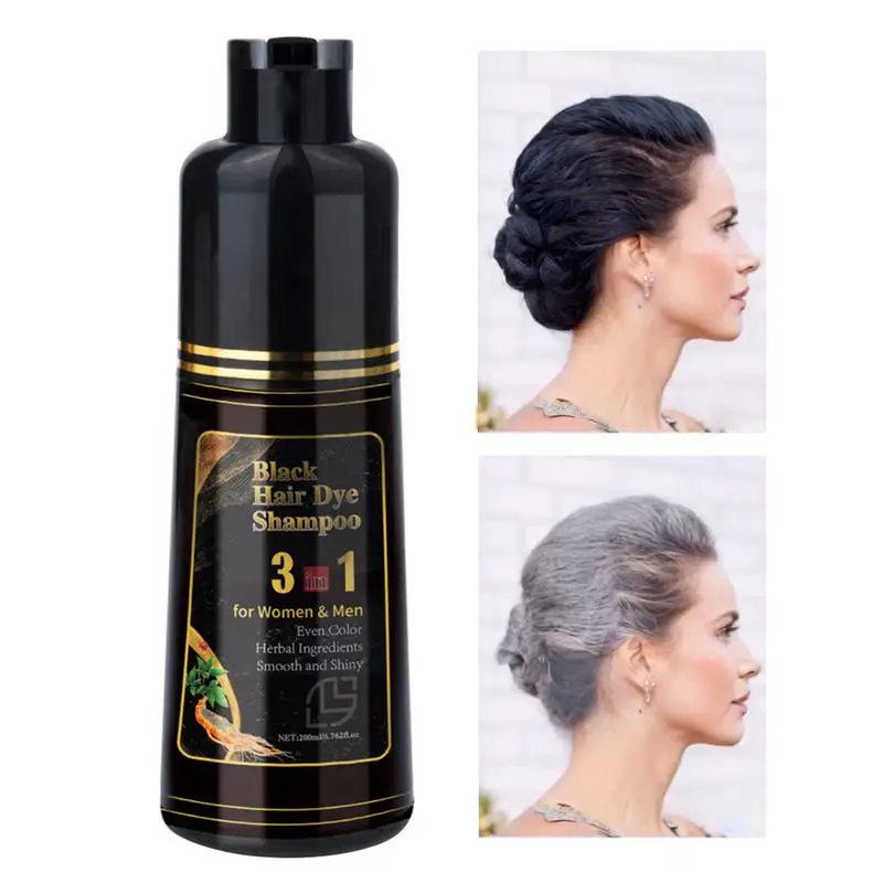 Black Hair Dye Shampoo 200ml Hair Dye Shampoo 3 in1 Darkening Hairs Instant Gray To Black Natural Hair Color  Darkening Shampoo