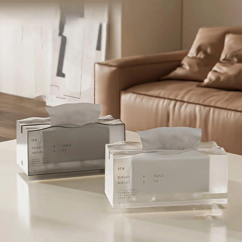 Desktop Tissue Box Creative Translucent Tissue Case with Spring Nordic Style Kitchen Table Napkins Box Bathroom Tissue Container